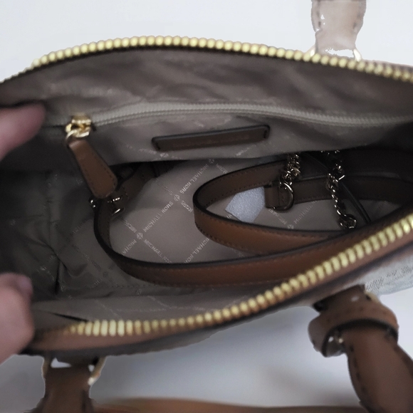 Michael Kors Monogram White and Brown Crossbody Bag - Picture 3 of 6